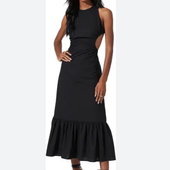 ASTR the Label Open Back Linen Cotton Maxi Dress in Black Size XS - Picture 1 of 12